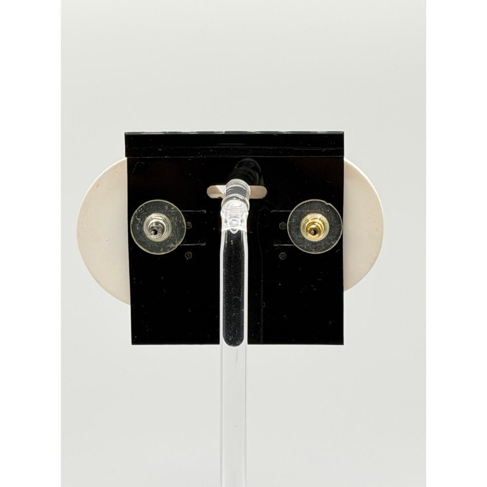 Retro Mod Black & Ivory Oversized Resin Disc Statement Earrings - Picture 2 of 5